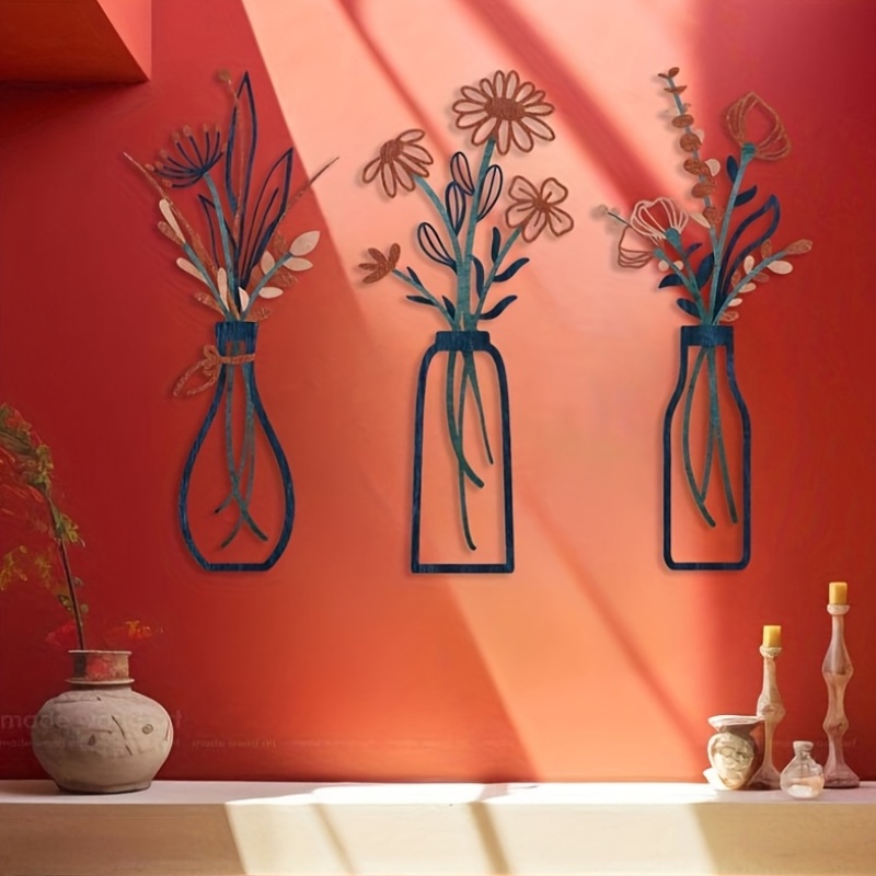 Home Decor Vase With Flowers - 3 большие настенные скульптуры с цветочным