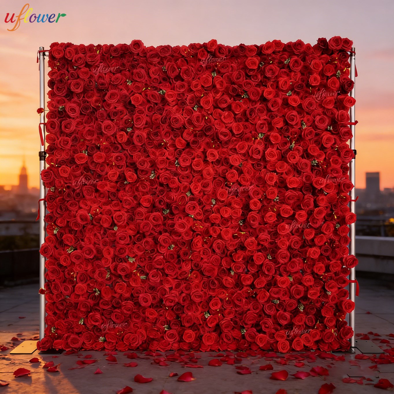 Home Decor Event - Искусственная цветочная стена Uflower Red Rose: