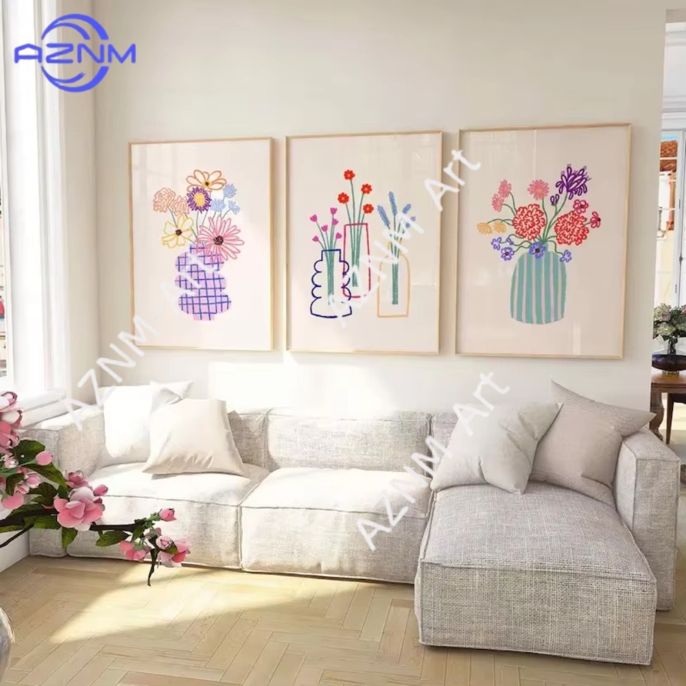Home Decor Vase With Flowers - 1/3 шт. Абстрактная ваза с цветами,