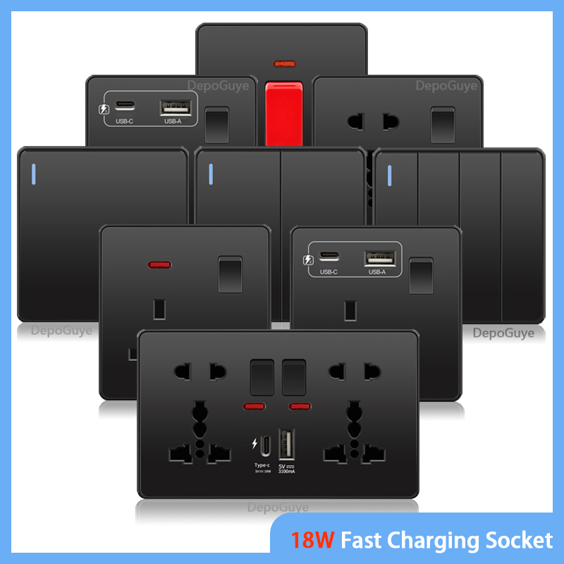 Home Decor Uk - Универсальная черная розетка USB Type-C 18