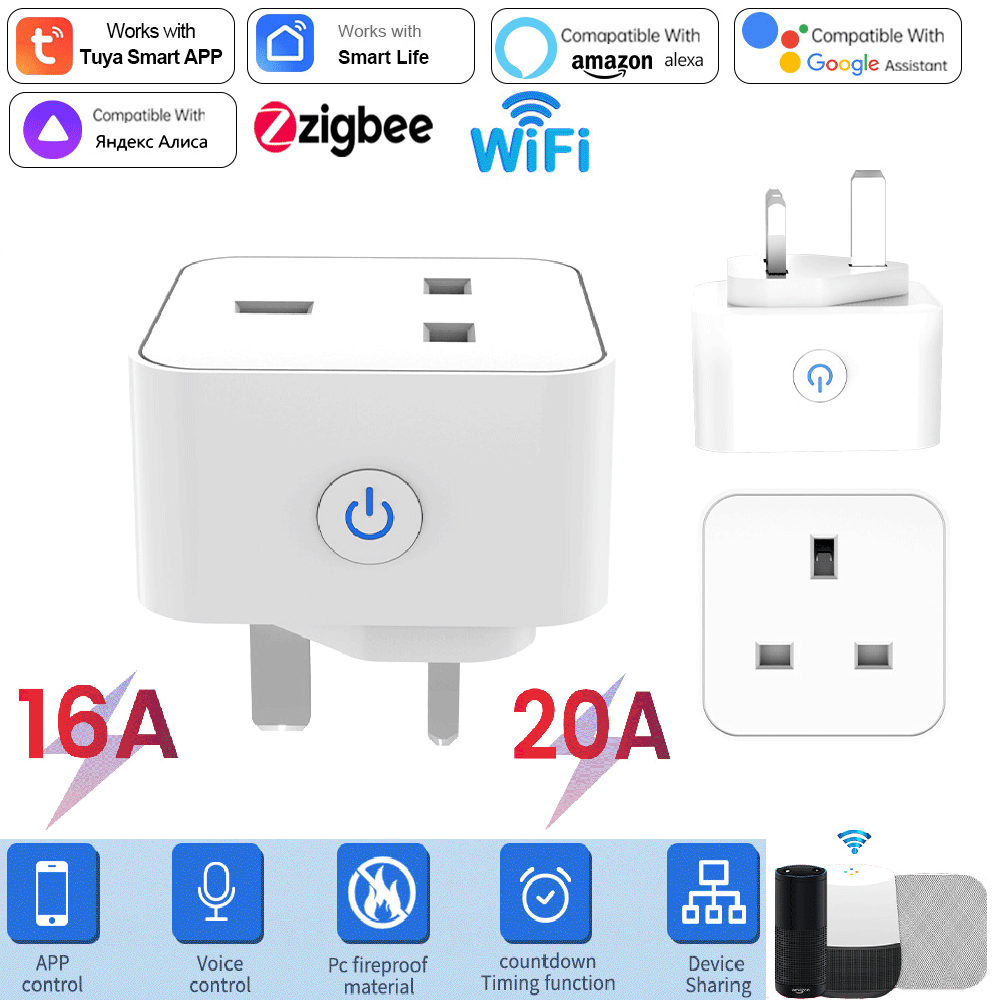 Home Decor Uk - Умная розетка Tuya 16А/20А с Wi-Fi