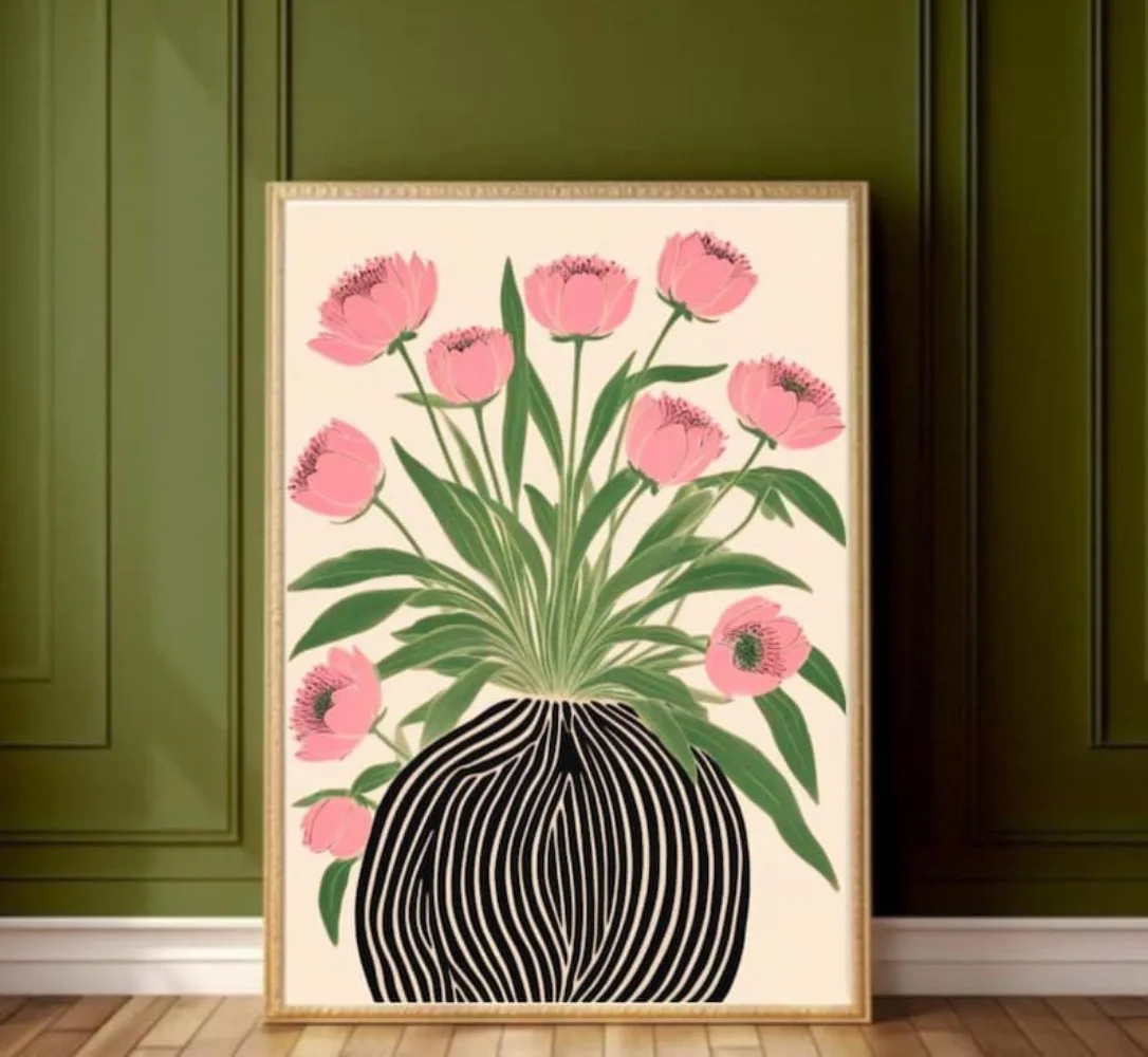 Home Decor Vase With Flowers - Безрамный цветочный постер, настенное искусство Матисса,