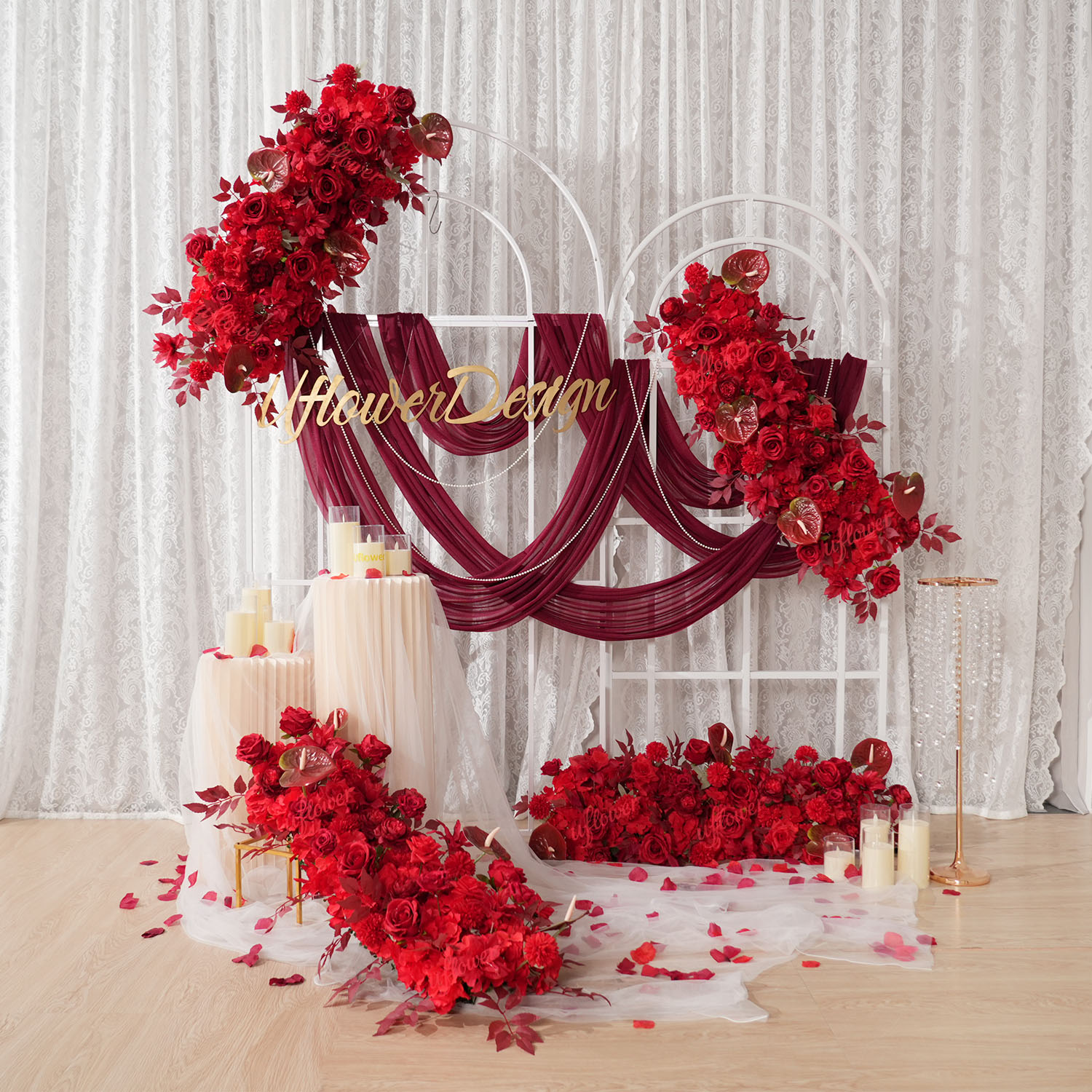 Home Decor Event - Ульявый красный цветочный ряд, свадебная арка,