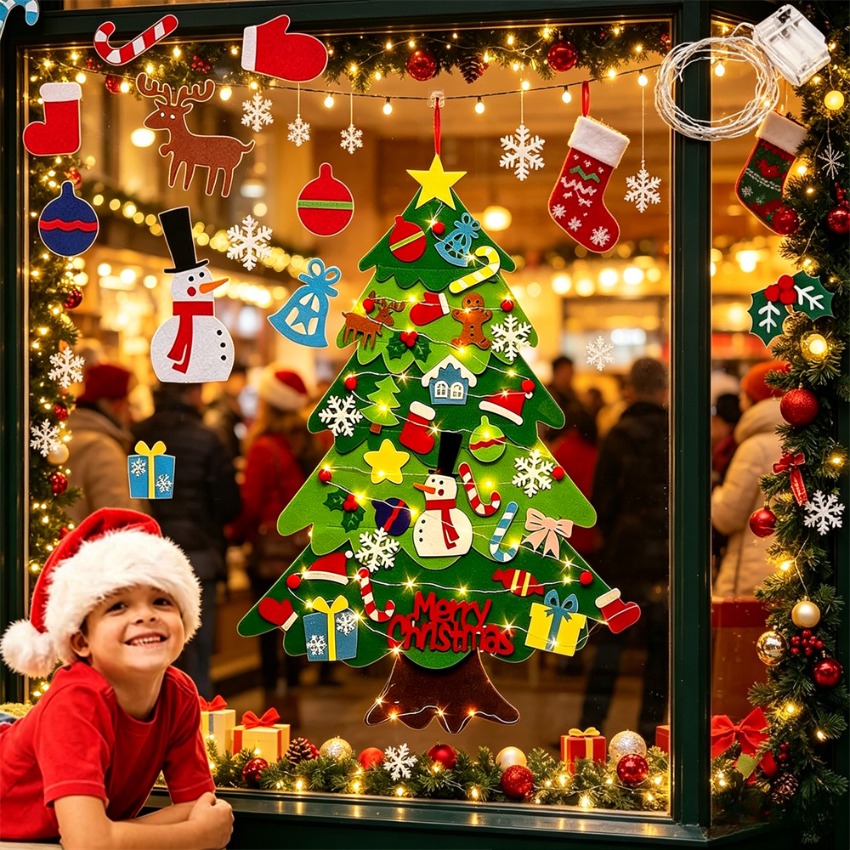 Home Decor Xmas Tree - Новогодняя войлочная елка DIY с отстегивающимися